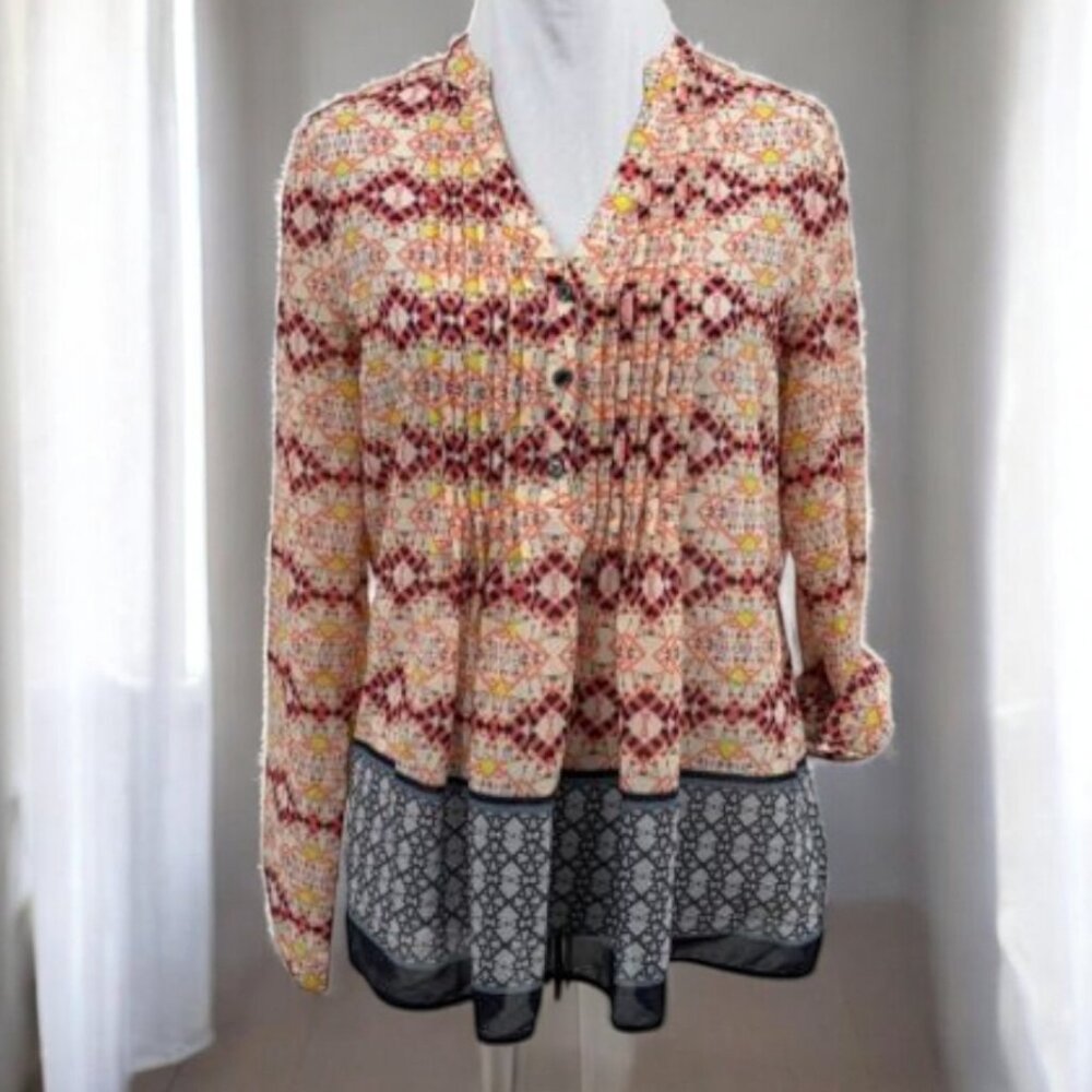 NWOT Anthropologie HD In Paris Kaveri Geo Popover Blouse Sz 10P